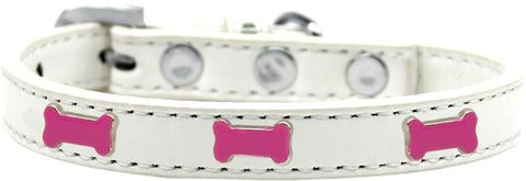 Pink Bone Widget Dog Collar White Size 20