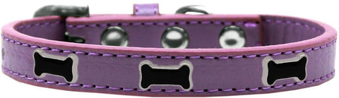 Black Bone Widget Dog Collar Lavender Size 10