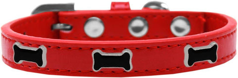 Black Bone Widget Dog Collar Red Size 12