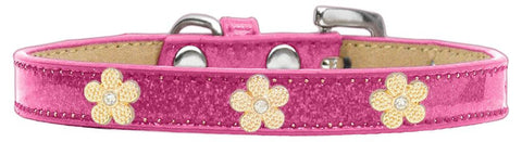 Gold Flower Widget Dog Collar Pink Ice Cream Size 16