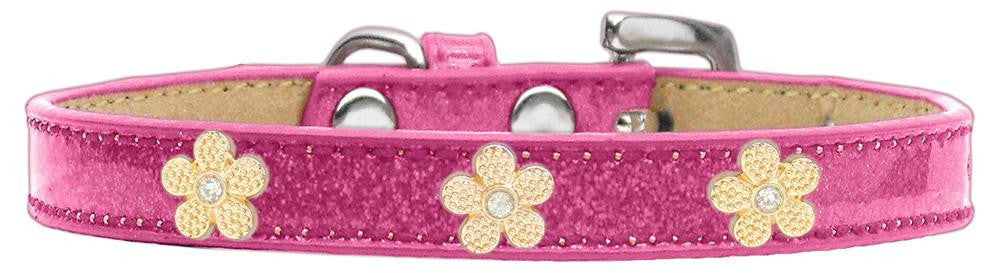 Gold Flower Widget Dog Collar Pink Ice Cream Size 20