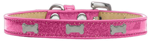 Silver Bone Widget Dog Collar Pink Ice Cream Size 20