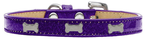 Silver Bone Widget Dog Collar Purple Ice Cream Size 10