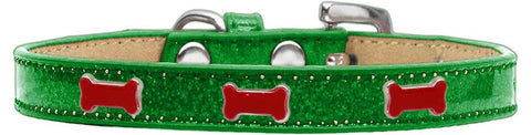 Red Bone Widget Dog Collar Emerald Green Ice Cream Size 10