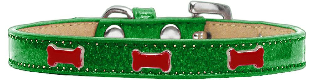 Red Bone Widget Dog Collar Emerald Green Ice Cream Size 14