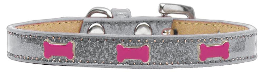 Pink Bone Widget Dog Collar Silver Ice Cream Size 20