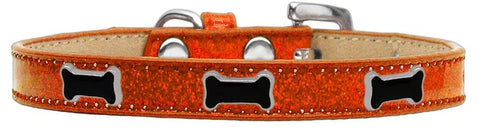 Black Bone Widget Dog Collar Orange Ice Cream Size 10