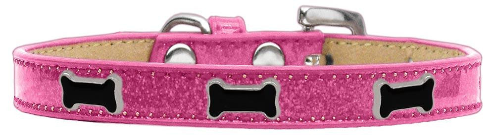 Black Bone Widget Dog Collar Pink Ice Cream Size 10