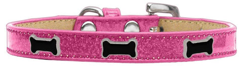 Black Bone Widget Dog Collar Pink Ice Cream Size 18