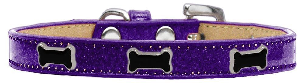 Black Bone Widget Dog Collar Purple Ice Cream Size 10