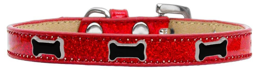 Black Bone Widget Dog Collar Red Ice Cream Size 18