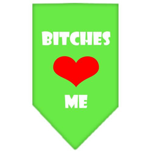 Bitches Love Me Screen Print Bandana Lime Green Large