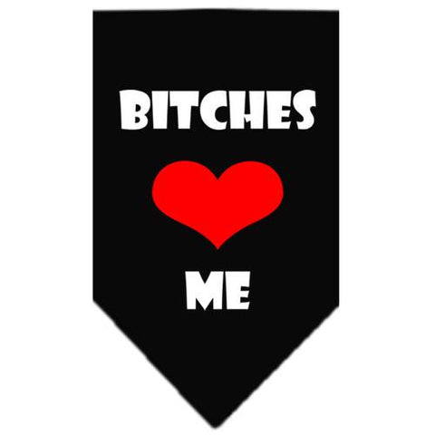 Bitches Love Me Screen Print Bandana Black Small