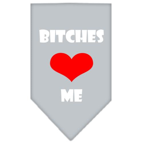 Bitches Love Me Screen Print Bandana Grey Small