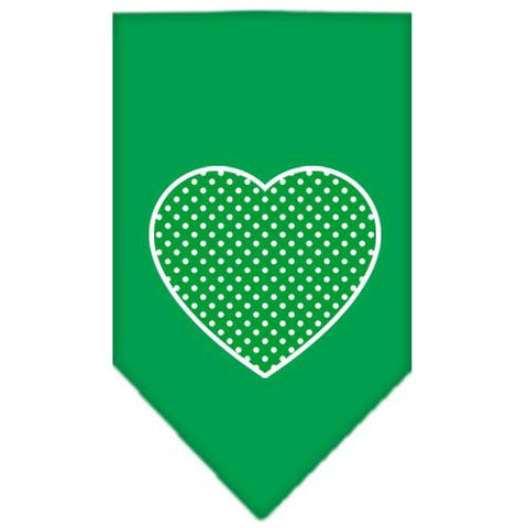 Green Swiss Dot Heart Screen Print Bandana Emerald Green Large