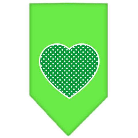 Green Swiss Dot Heart Screen Print Bandana Lime Green Large