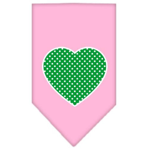 Green Swiss Dot Heart Screen Print Bandana Light Pink Large