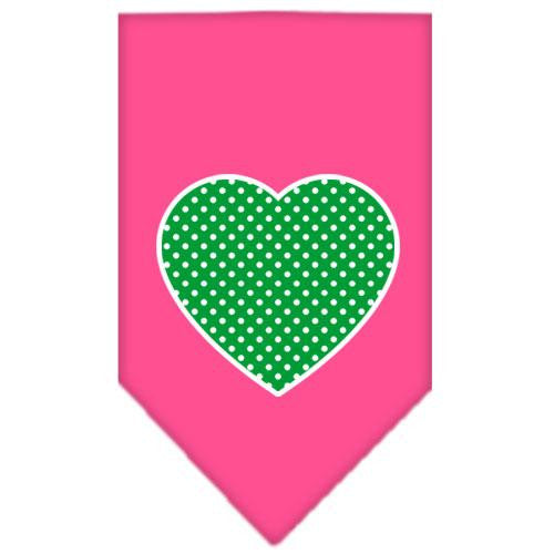 Green Swiss Dot Heart Screen Print Bandana Bright Pink Small