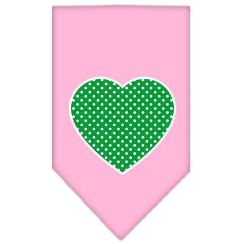 Green Swiss Dot Heart Screen Print Bandana Light Pink Small