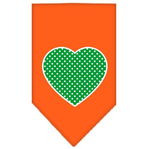 Green Swiss Dot Heart Screen Print Bandana Orange Small