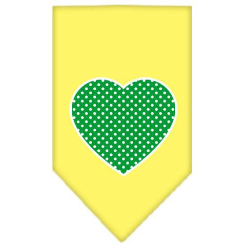 Green Swiss Dot Heart Screen Print Bandana Yellow Small