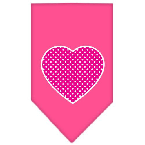 Pink Swiss Dot Heart Screen Print Bandana Bright Pink Large