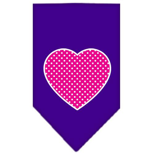 Pink Swiss Dot Heart Screen Print Bandana Purple Small