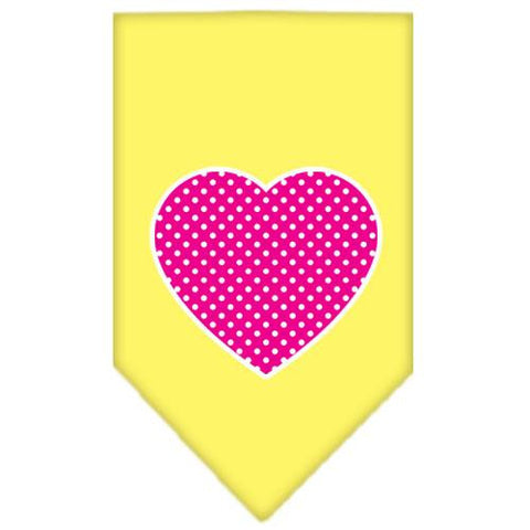 Pink Swiss Dot Heart Screen Print Bandana Yellow Small