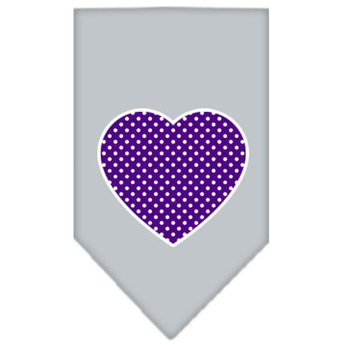 Purple Swiss Dot Heart Screen Print Bandana Grey Large