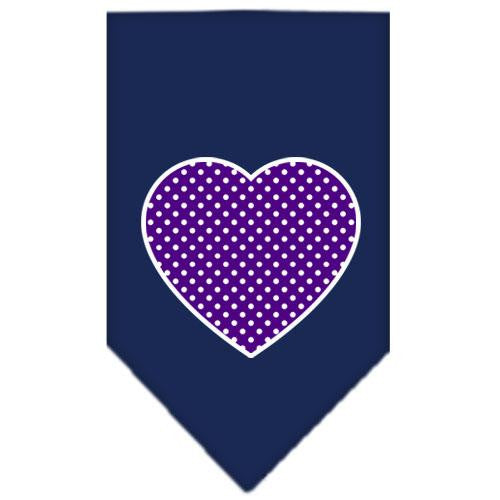 Purple Swiss Dot Heart Screen Print Bandana Navy Blue large