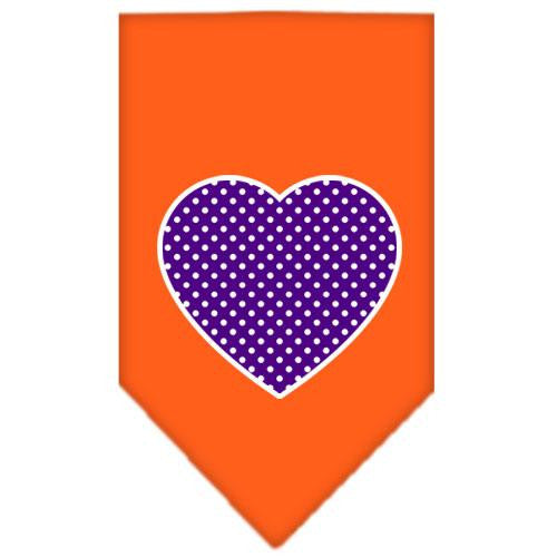 Purple Swiss Dot Heart Screen Print Bandana Orange Large