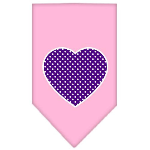 Purple Swiss Dot Heart Screen Print Bandana Light Pink Small