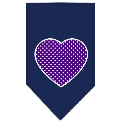 Purple Swiss Dot Heart Screen Print Bandana Navy Blue Small