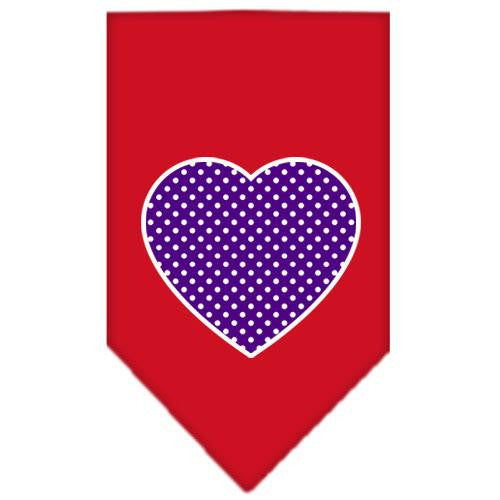 Purple Swiss Dot Heart Screen Print Bandana Red Small