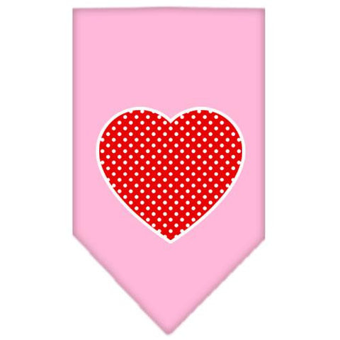 Red Swiss Dot Heart Screen Print Bandana Light Pink Large