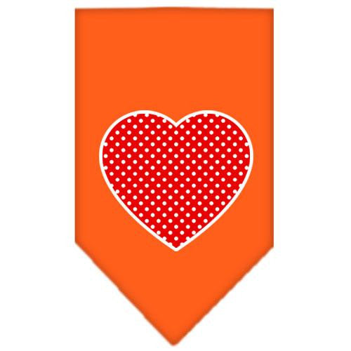 Red Swiss Dot Heart Screen Print Bandana Orange Large