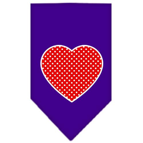 Red Swiss Dot Heart Screen Print Bandana Purple Large