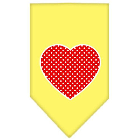 Red Swiss Dot Heart Screen Print Bandana Yellow Large