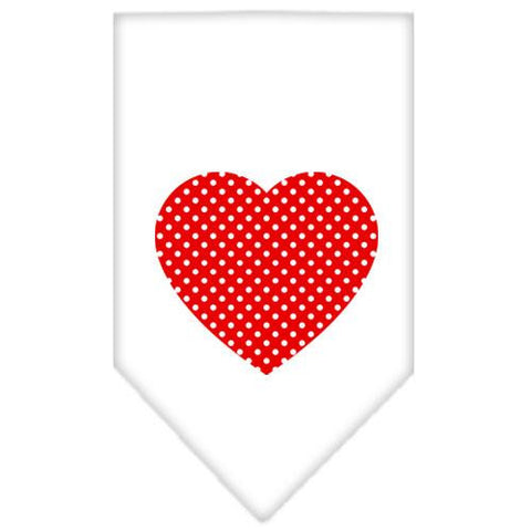 Red Swiss Dot Heart Screen Print Bandana White Small