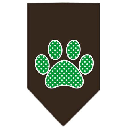 Green Swiss Dot Paw Screen Print Bandana Cocoa Large