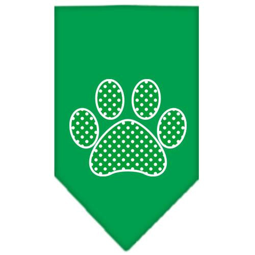 Green Swiss Dot Paw Screen Print Bandana Emerald Green Large
