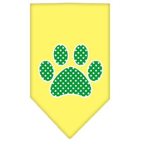 Green Swiss Dot Paw Screen Print Bandana Yellow Large