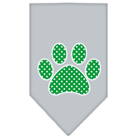 Green Swiss Dot Paw Screen Print Bandana Grey Small