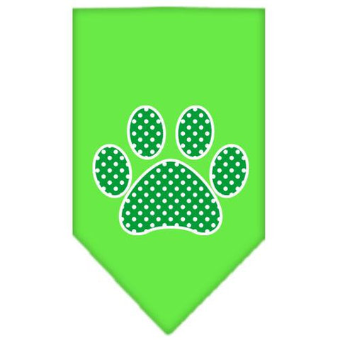 Green Swiss Dot Paw Screen Print Bandana Lime Green Small