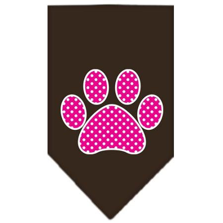 Pink Swiss Dot Paw Screen Print Bandana Cocoa Large