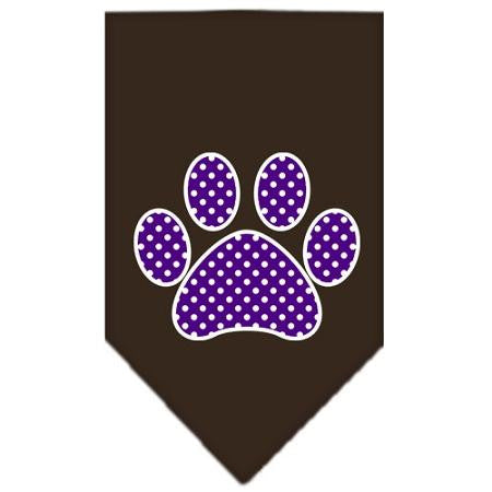 Purple Swiss Dot Paw Screen Print Bandana Cocoa Large