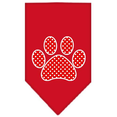 Red Swiss Dot Paw Screen Print Bandana Red Large