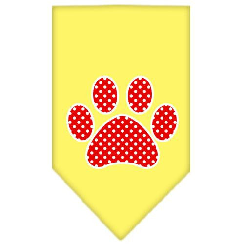 Red Swiss Dot Paw Screen Print Bandana Yellow Large