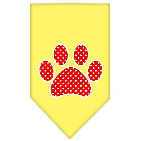 Red Swiss Dot Paw Screen Print Bandana Yellow Large