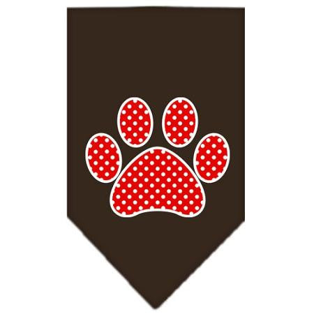 Red Swiss Dot Paw Screen Print Bandana Cocoa Small